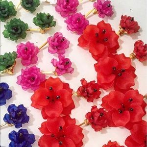 Red Flower Earrings by Matthew and Melka